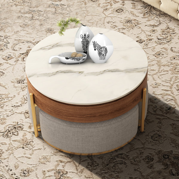 Everly Quinn Zinna Lift Top Round Coffee Table Nesting Living Room ...